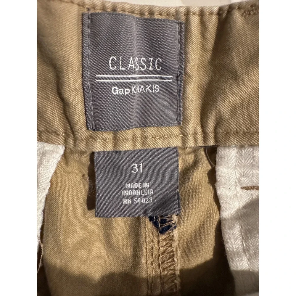 Gap Khakis Mens 31 Tan‎ Chino Shorts Navy Embroidered Anchor Nautical Classic